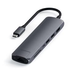 Adapter chuyển đổi Satechi USB-C Multiport Slim 7in1 với Ethernet (Màu Xám)